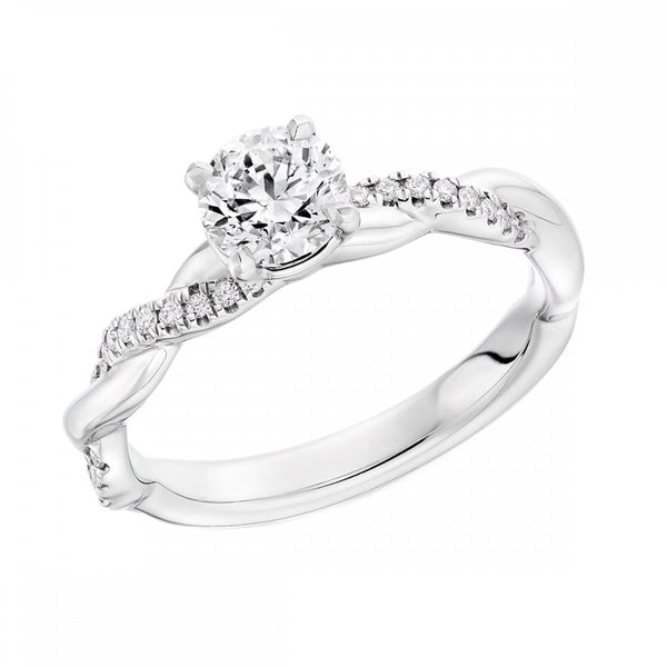 Platinum 1.00ct D SI1 GIA round brilliant cut diamond twist ring