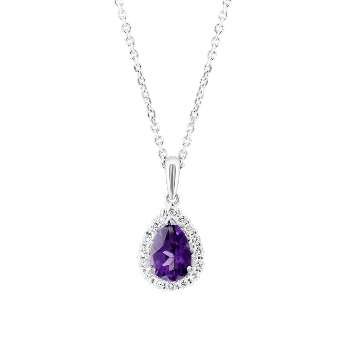 Platinum 0.61ct amethyst & 0.15ct diamond cluster pendant