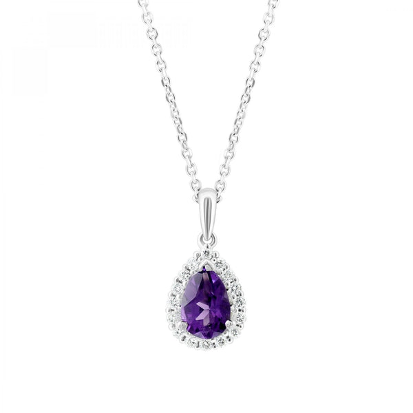 Platinum 0.61ct amethyst & 0.15ct diamond cluster pendant