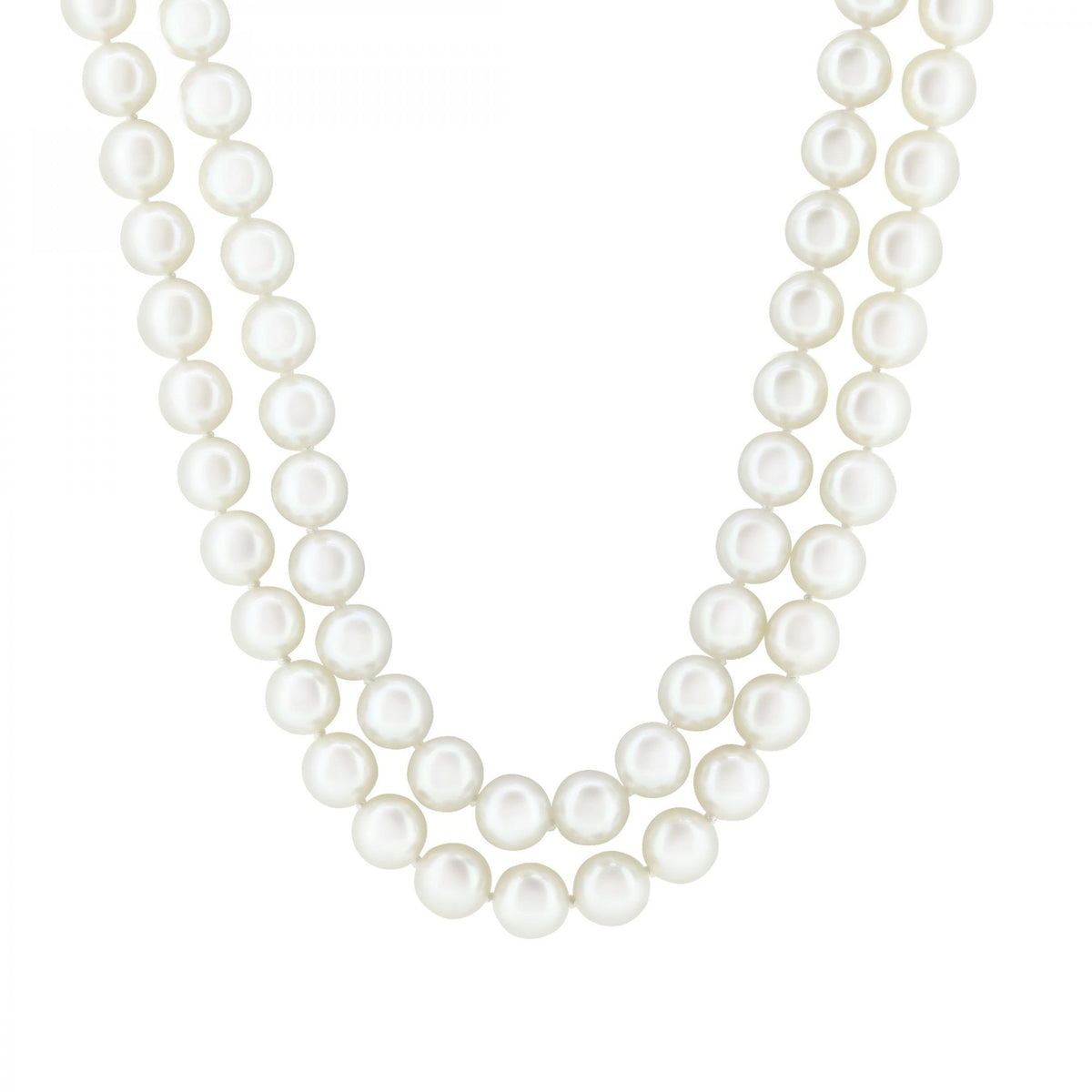 18ct yellow gold 16" 6.0mm x 6.5mm Akoya pearl 2 row necklace