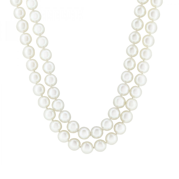 18ct yellow gold 16" 6.0mm x 6.5mm Akoya pearl 2 row necklace
