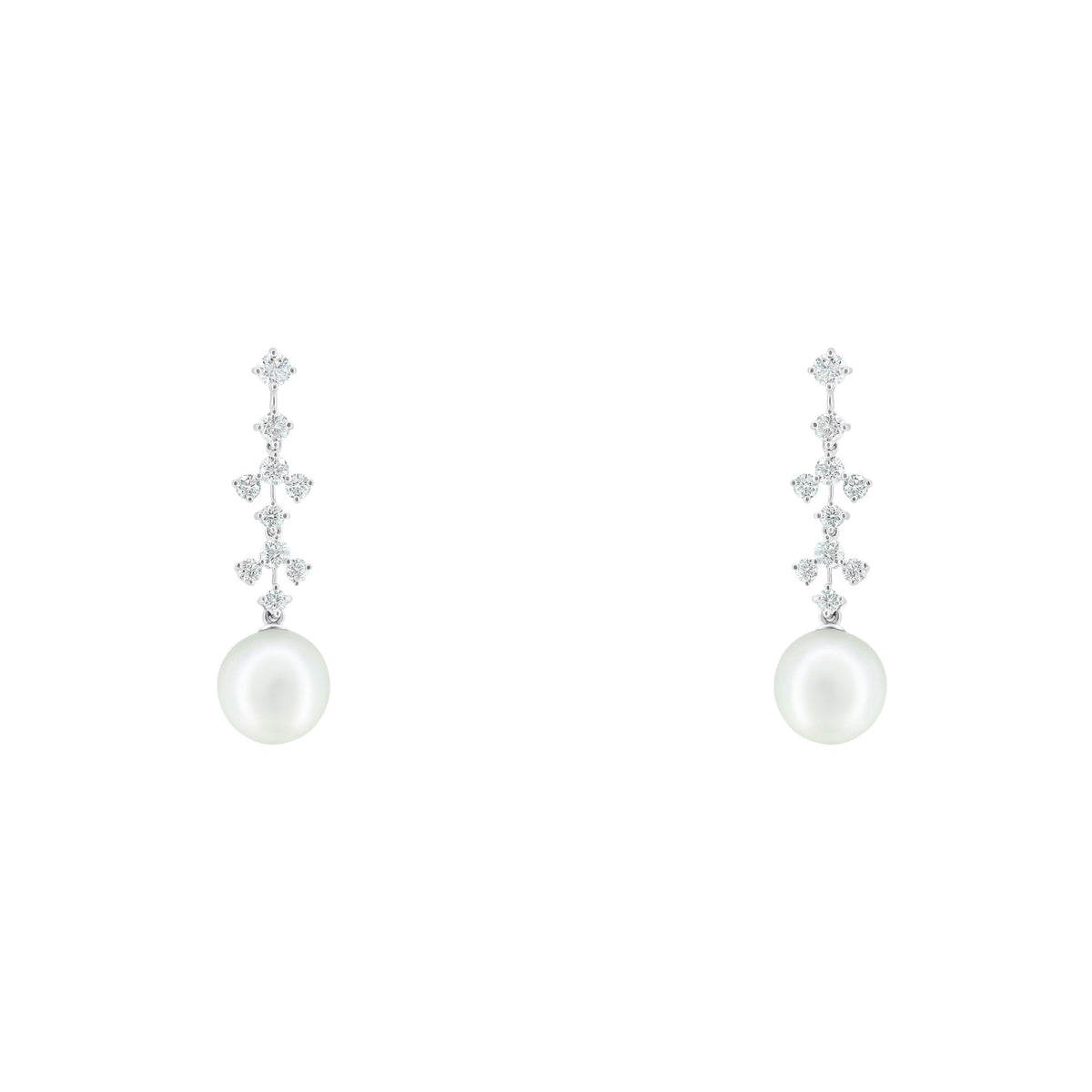 18ct white gold 11mm South Sea pearl & 1.12ct diamond earrings