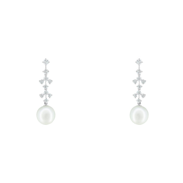 18ct white gold 11mm South Sea pearl & 1.12ct diamond earrings