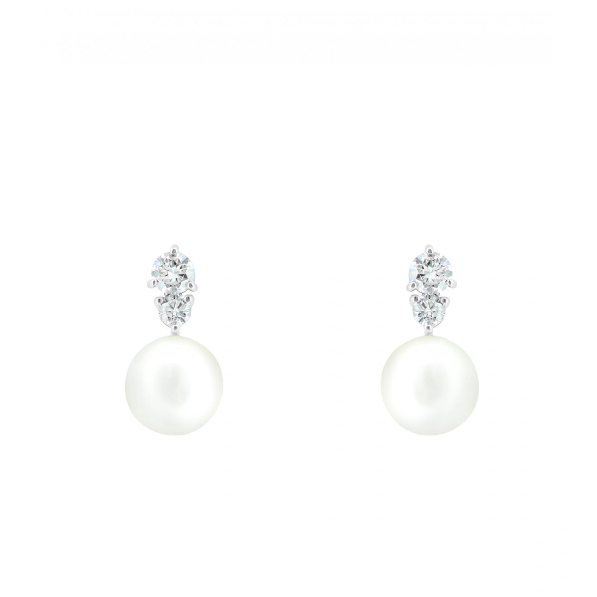 18ct white gold 11mm South Sea pearl & 1.15ct diamond earrings