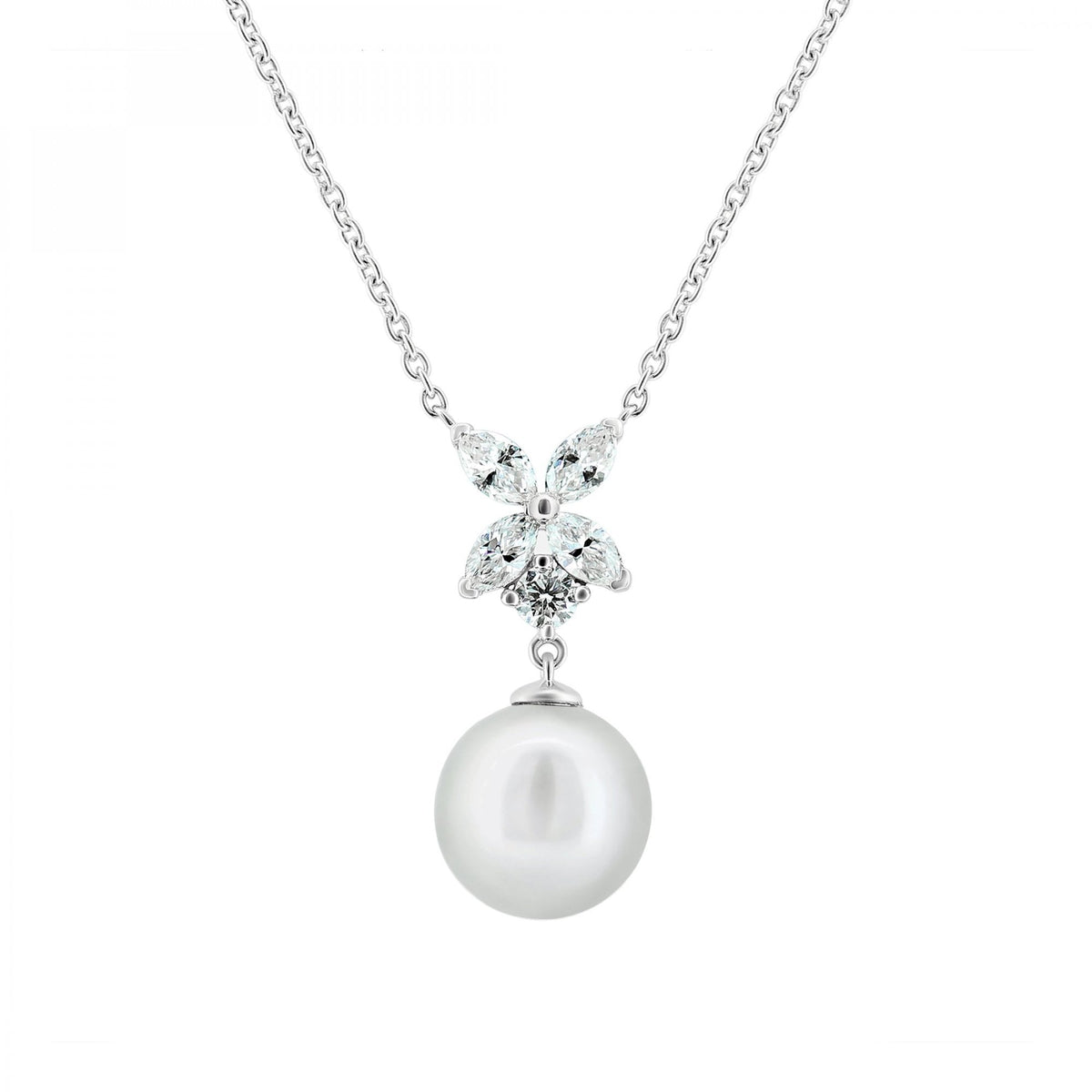 18ct white gold 9mm Tahitian pearl & 0.47ct diamond pendant