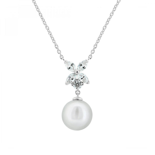 18ct white gold 9mm Tahitian pearl & 0.47ct diamond pendant