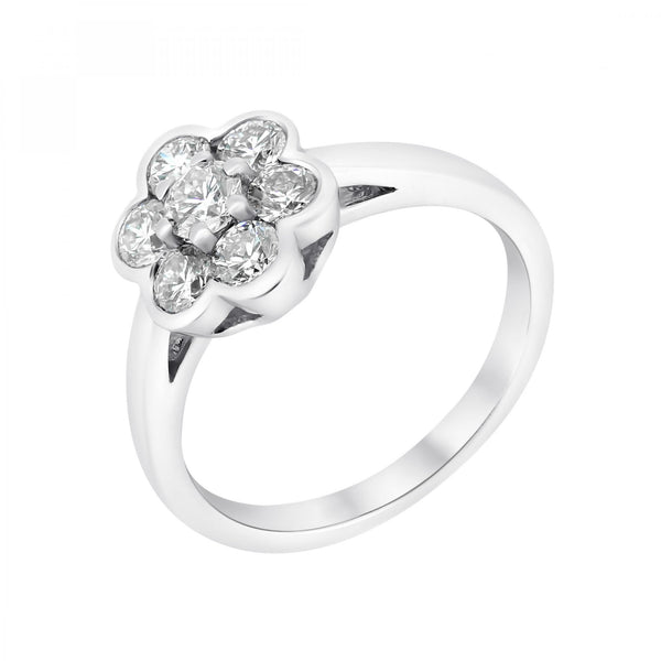 PLatinum 1.01ct diamond flower cluster ring