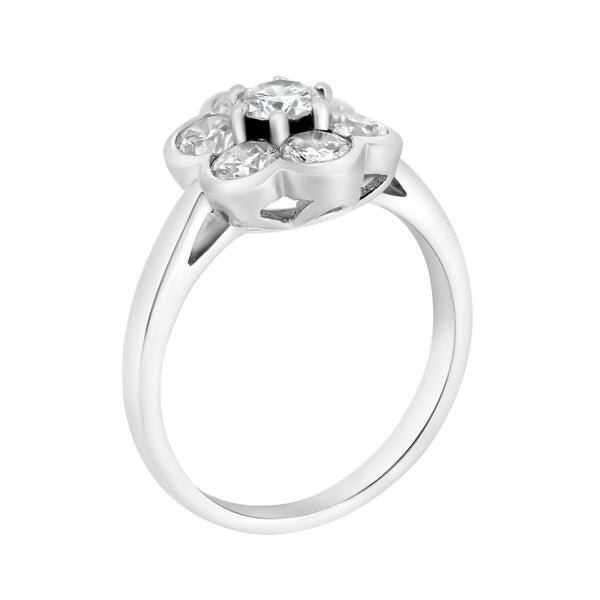 PLatinum 1.01ct diamond flower cluster ring