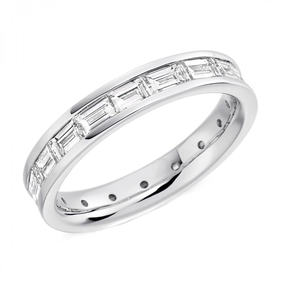 Platinum 2.39ct baguette cut diamond full eternity ring