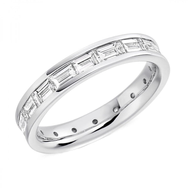Platinum 2.39ct baguette cut diamond full eternity ring