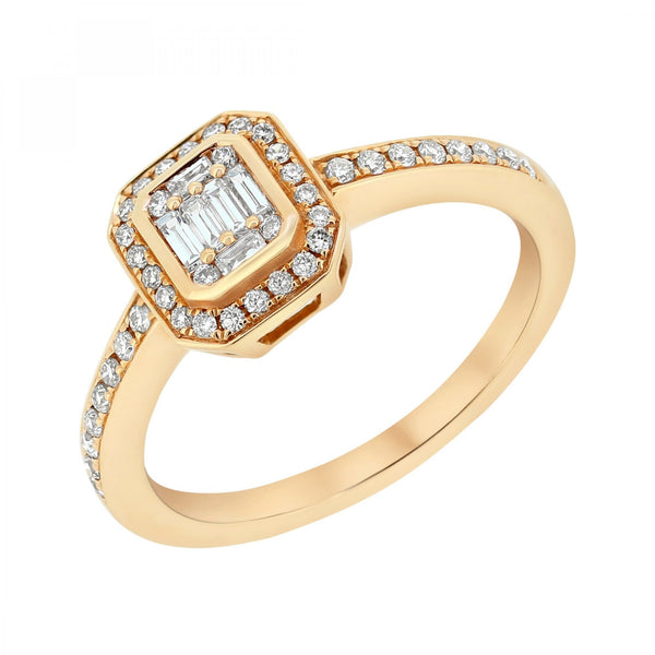 18ct rose gold 0.35ct diamond Art Deco style ring