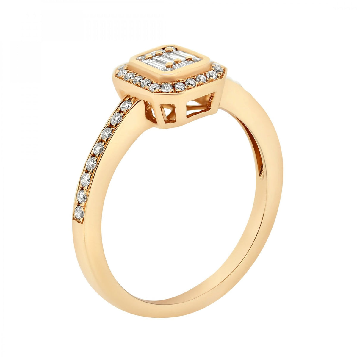 18ct rose gold 0.35ct diamond Art Deco style ring
