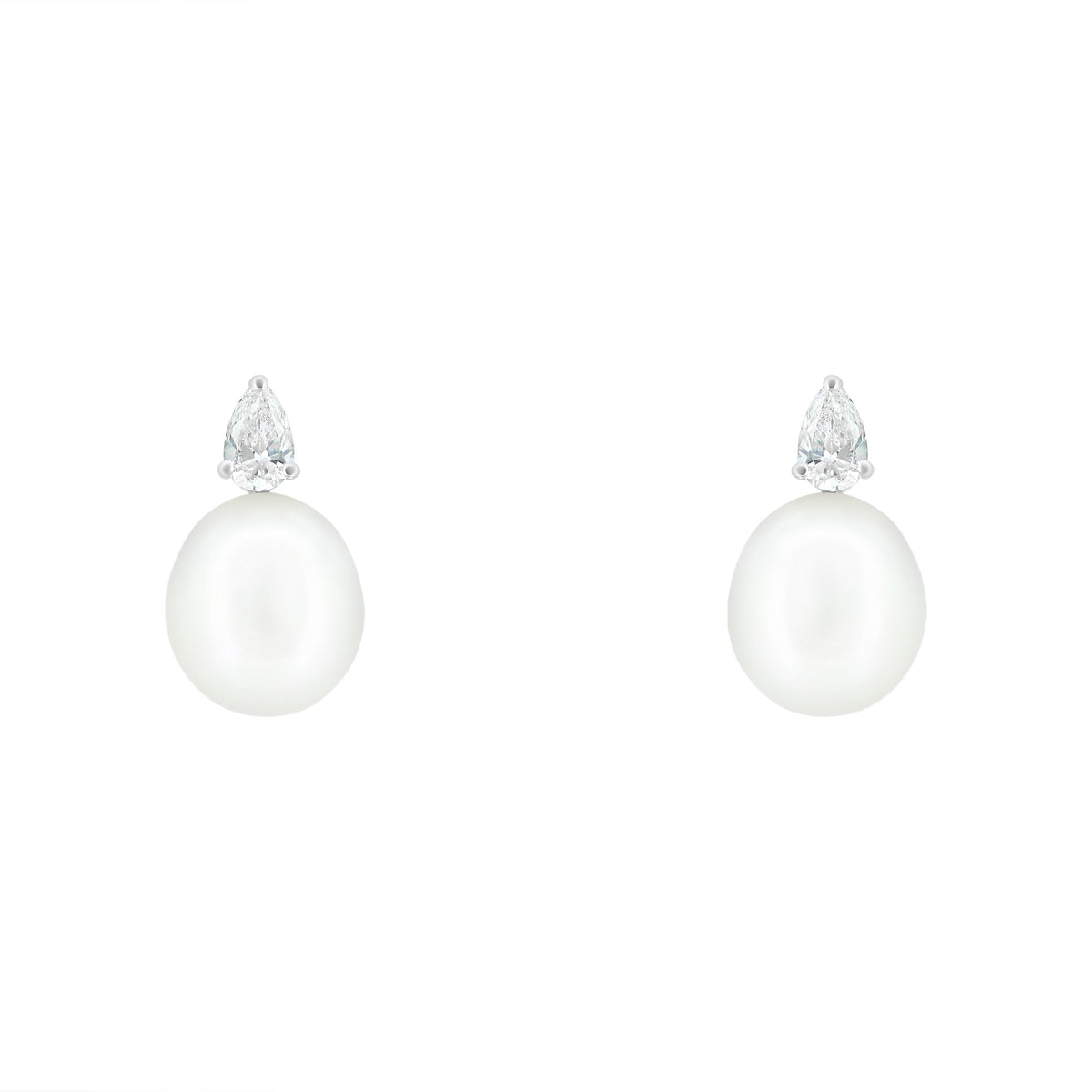 18ct white gold 11mm x 10mm South Sea pearl & diamond earrings