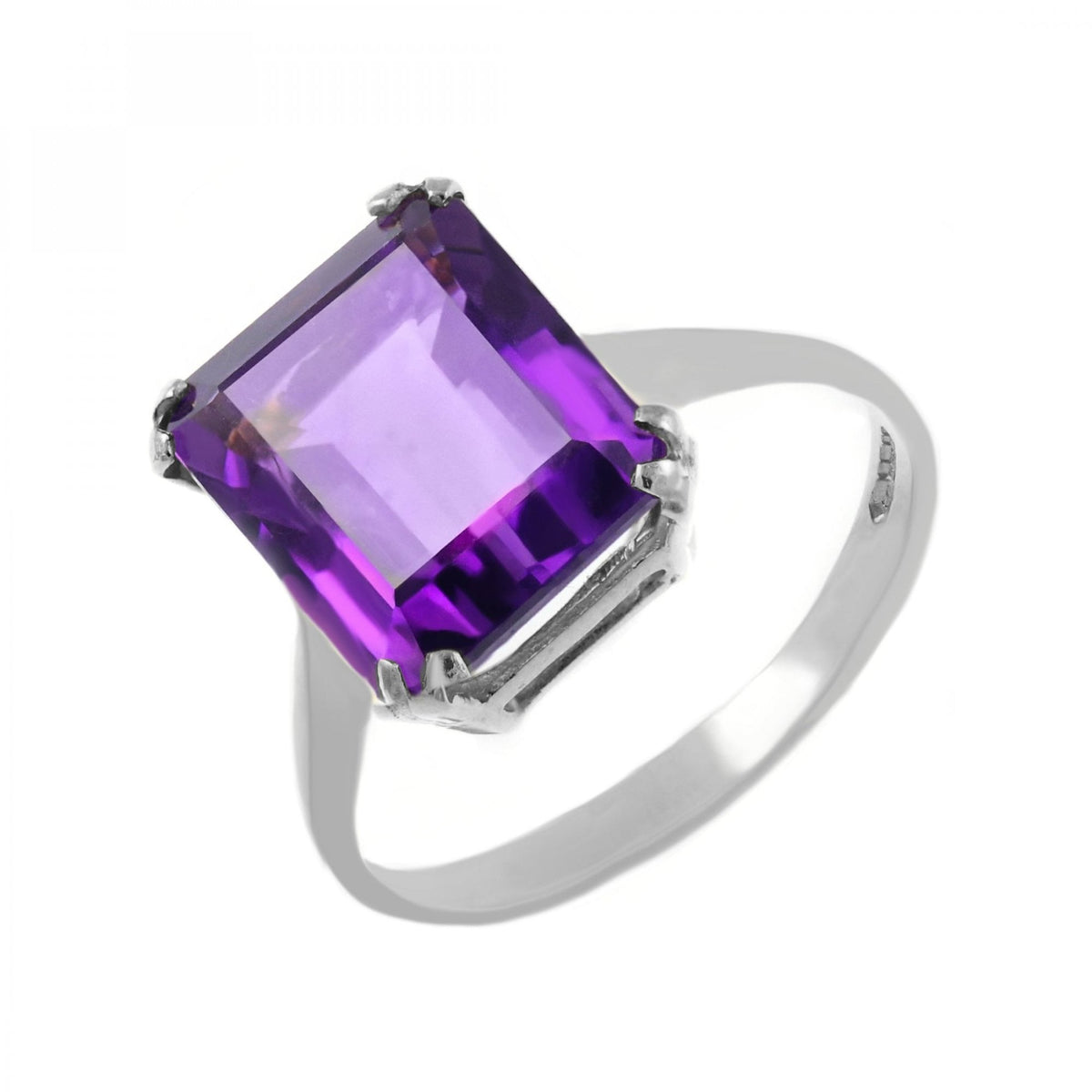 Platinum 12mm x 10mm emerald cut amethyst ring