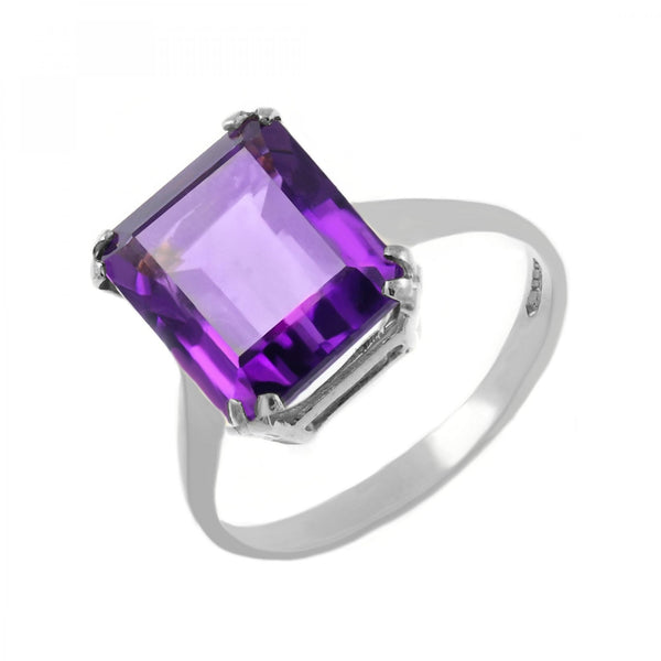 Platinum 12mm x 10mm emerald cut amethyst ring
