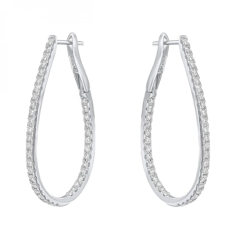 18ct white gold 1.35ct round brilliant diamond hoop earrings