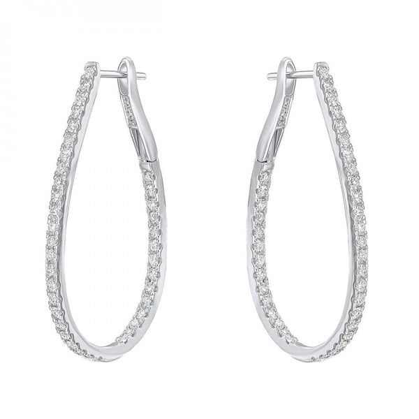 18ct white gold 1.35ct round brilliant diamond hoop earrings