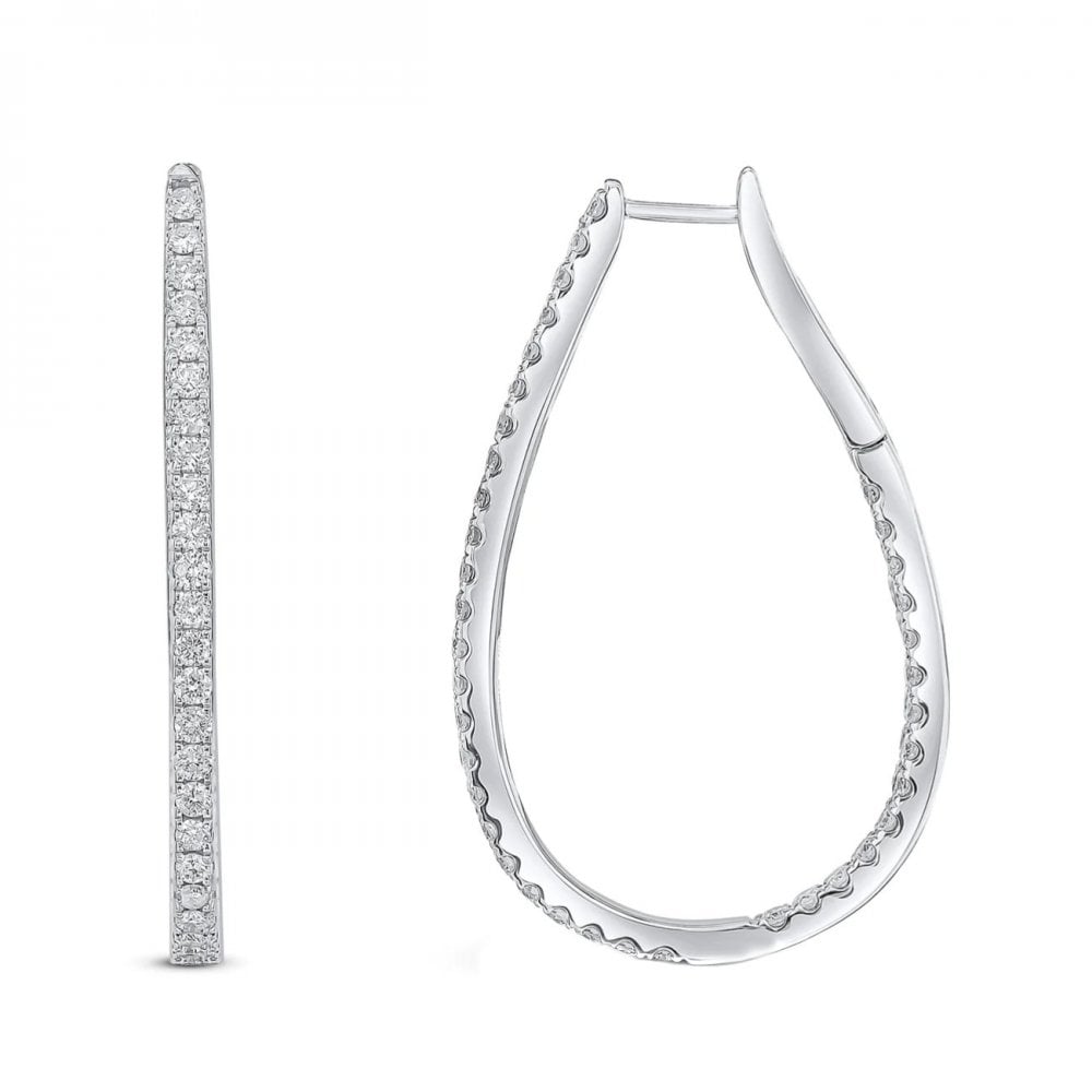 18ct white gold 1.35ct round brilliant diamond hoop earrings