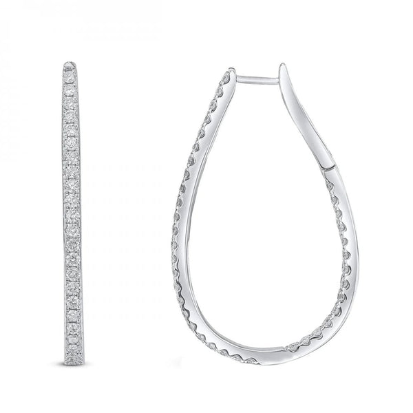 18ct white gold 1.35ct round brilliant diamond hoop earrings