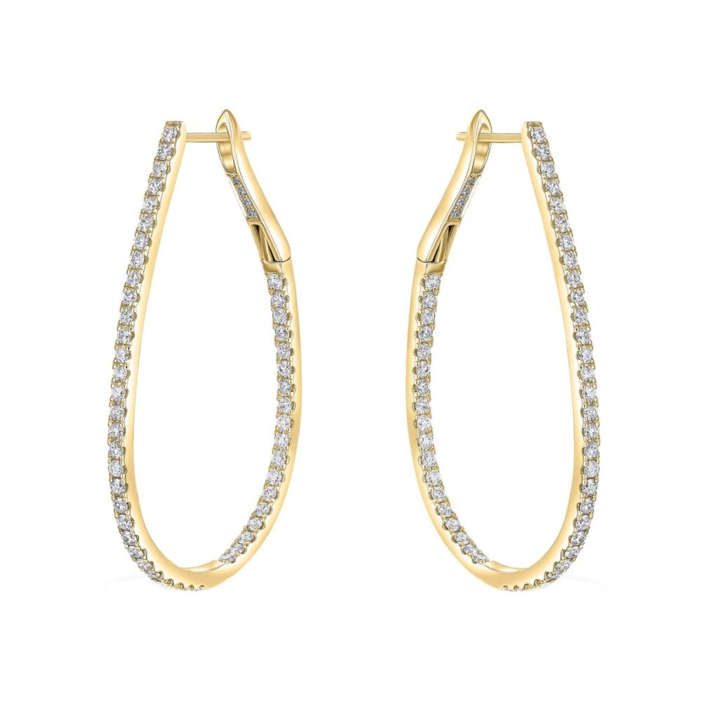 18ct yellow gold 1.55ct round brilliant diamond hoop earrings