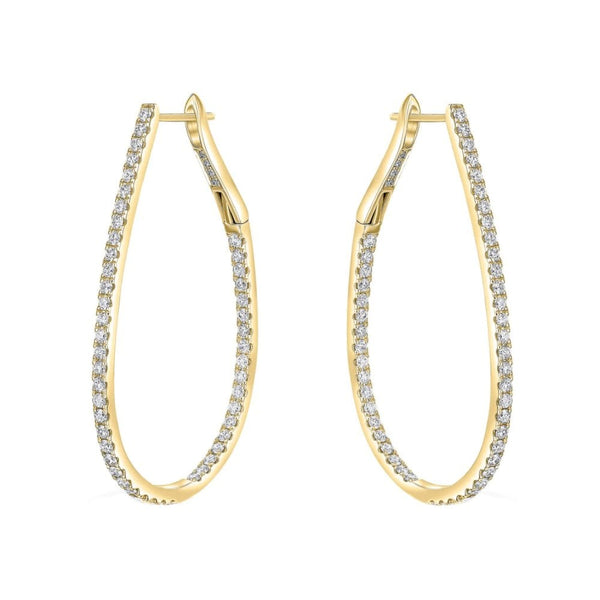 18ct yellow gold 1.55ct round brilliant diamond hoop earrings