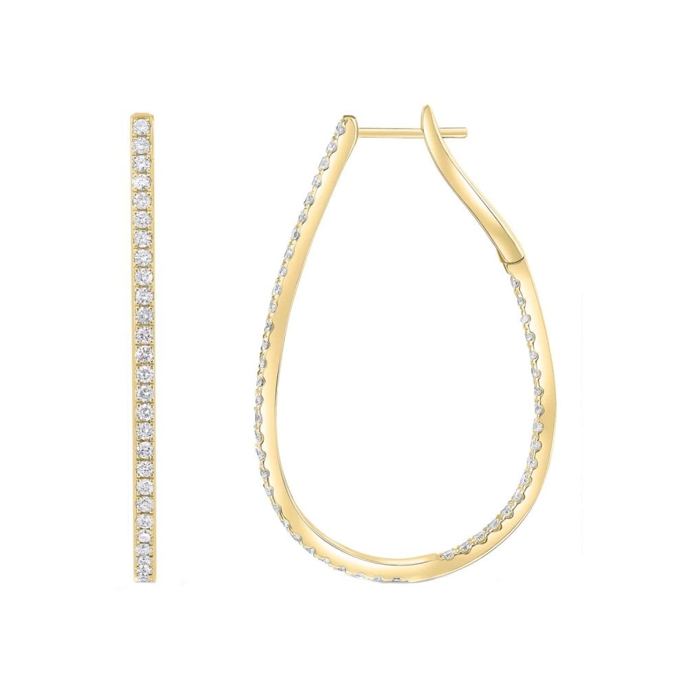 18ct yellow gold 1.55ct round brilliant diamond hoop earrings
