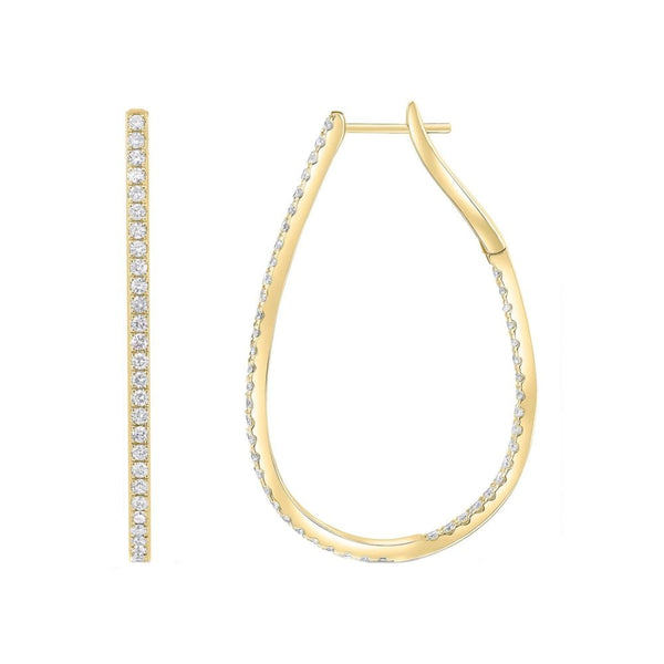 18ct yellow gold 1.55ct round brilliant diamond hoop earrings