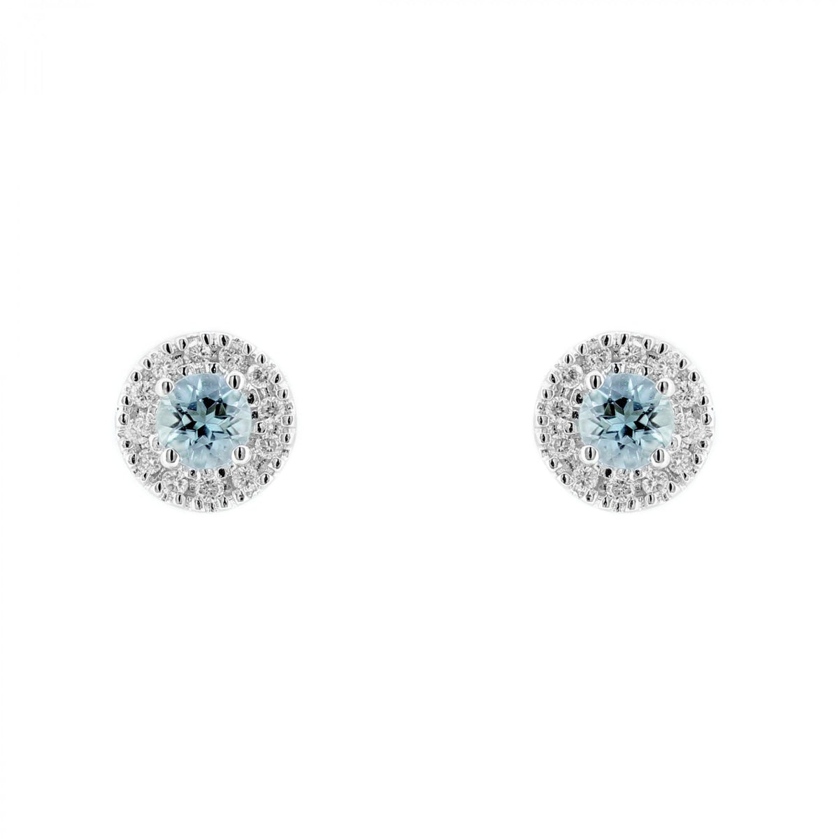 18ct white gold 0.31ct aquamarine & 0.11ct diamond stud earrings