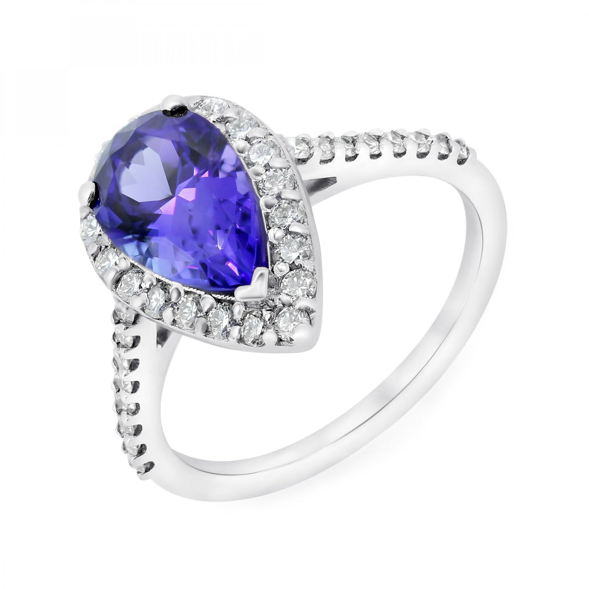 Platinum 1.88ct tanzanite & 0.46ct diamond halo ring