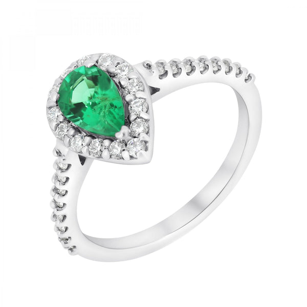 Platinum 0.73ct emerald & 0.39ct diamond halo ring