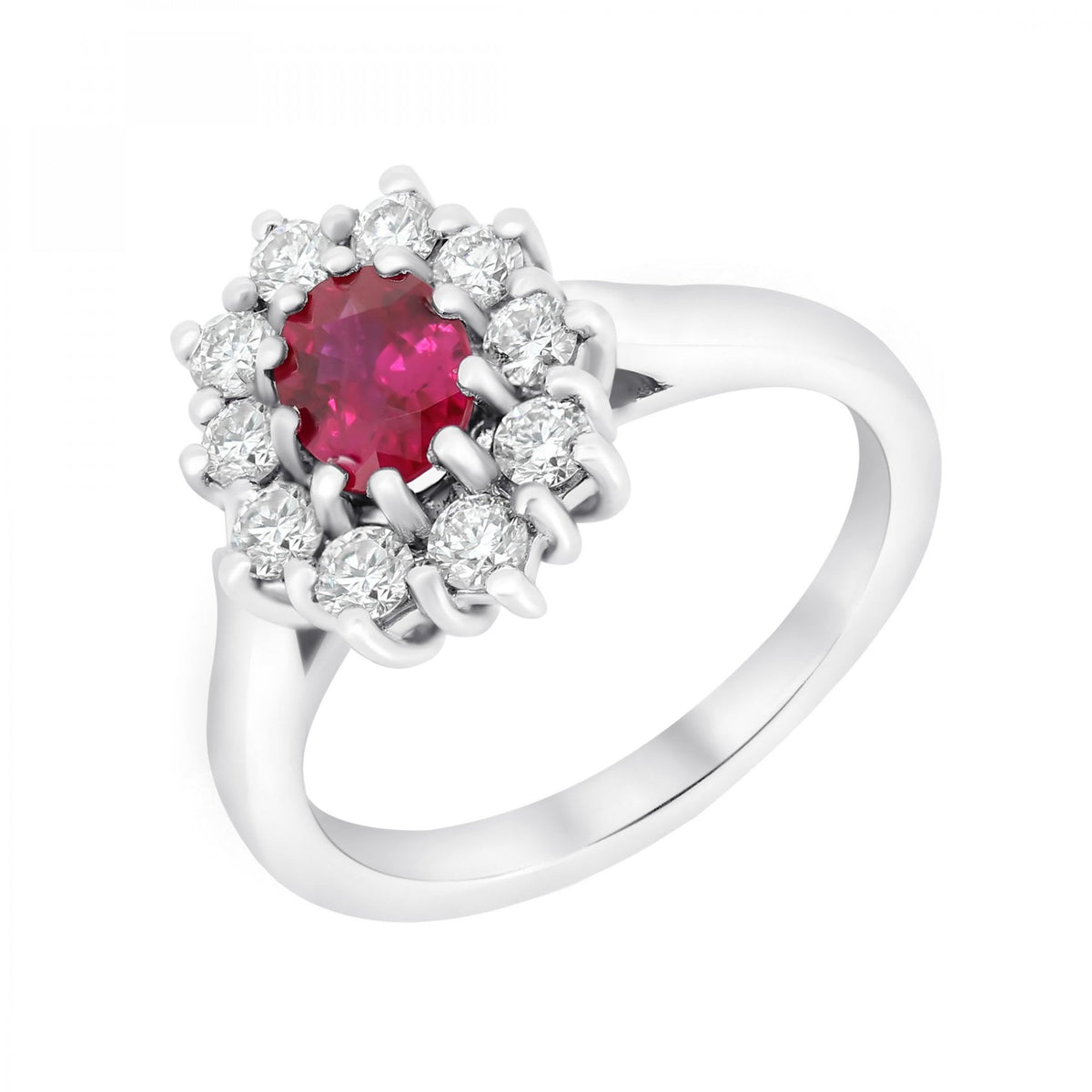 Platinum 0.72ct ruby & 0.50ct diamond cluster ring