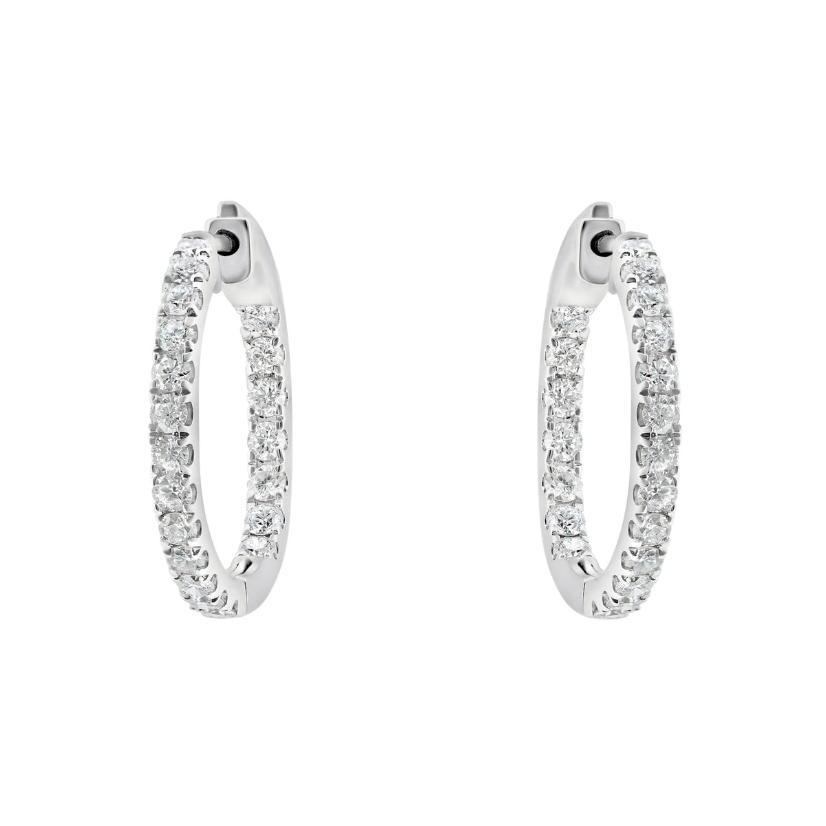 18ct white gold 1.97ct round brilliant cut diamond hoop earrings
