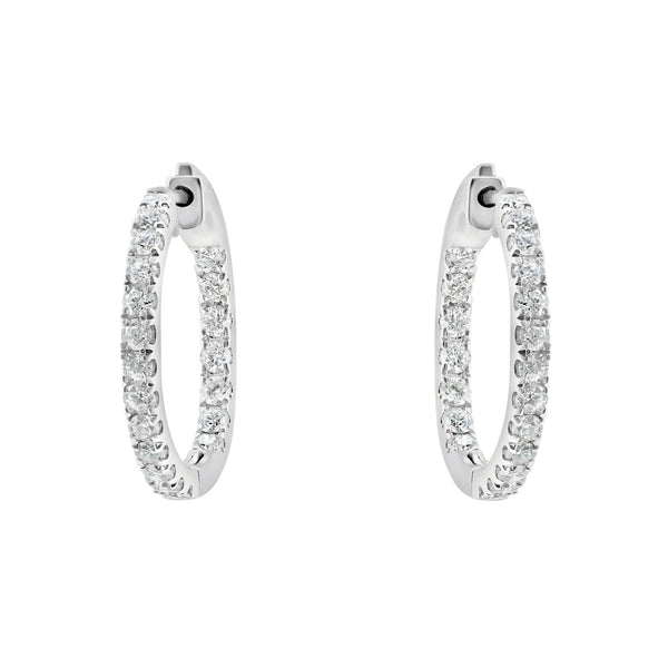 18ct white gold 1.97ct round brilliant cut diamond hoop earrings