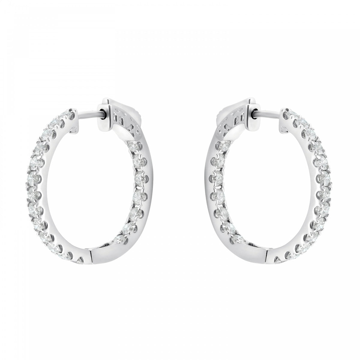 18ct white gold 1.97ct round brilliant cut diamond hoop earrings