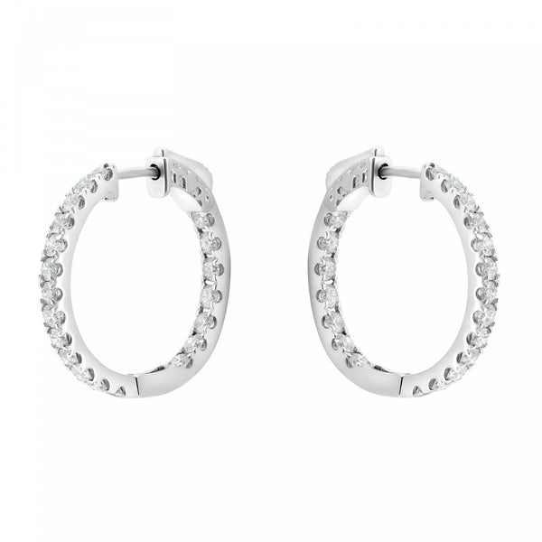 18ct white gold 1.97ct round brilliant cut diamond hoop earrings