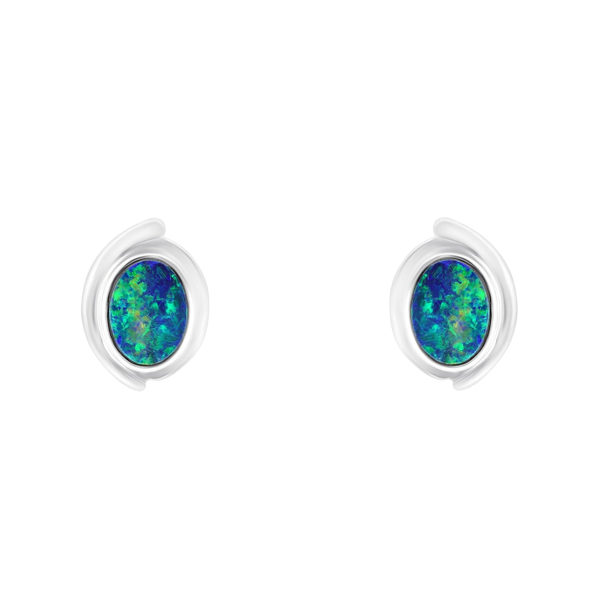 14ct white gold 1.71ct opal doublet stud earrings