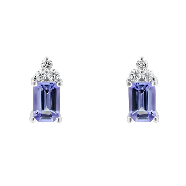 18ct white gold 1.04ct tanzanite & 0.13ct diamond stud earrings