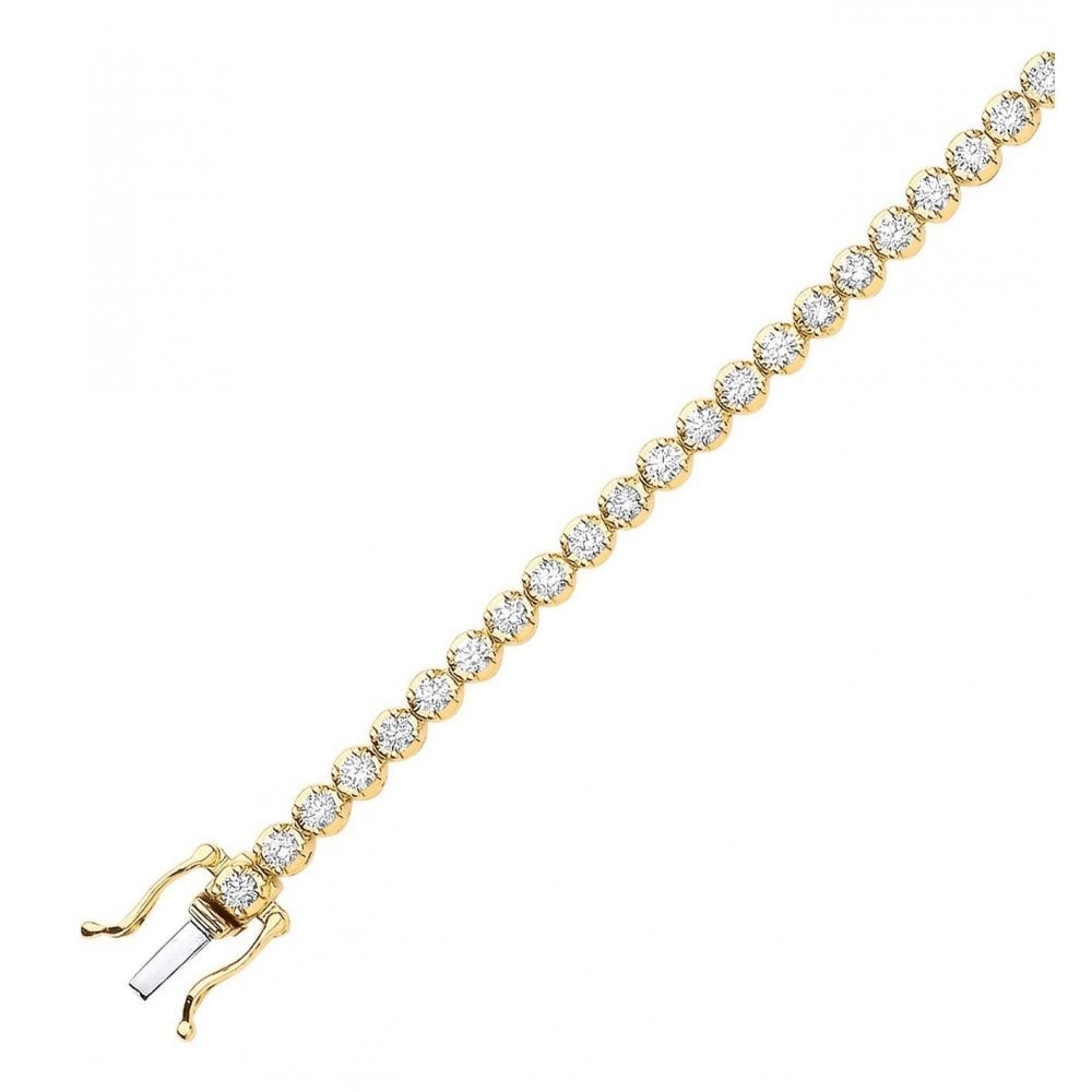 18ct yellow gold 3.00ct round brilliant diamond tennis bracelet