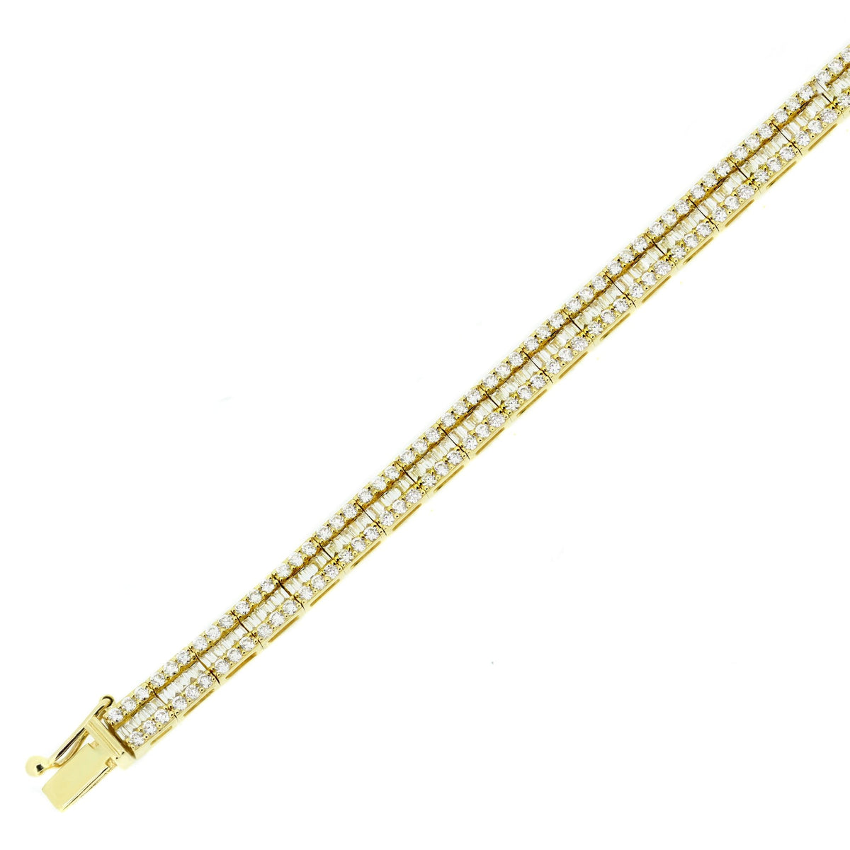 18ct yellow gold 2.49ct baguette & round diamond bracelet