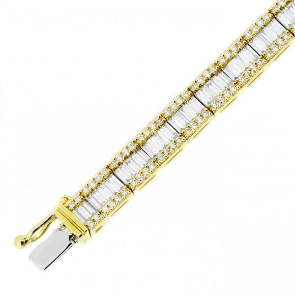 18ct yellow gold 2.76ct baguette & round diamond bracelet