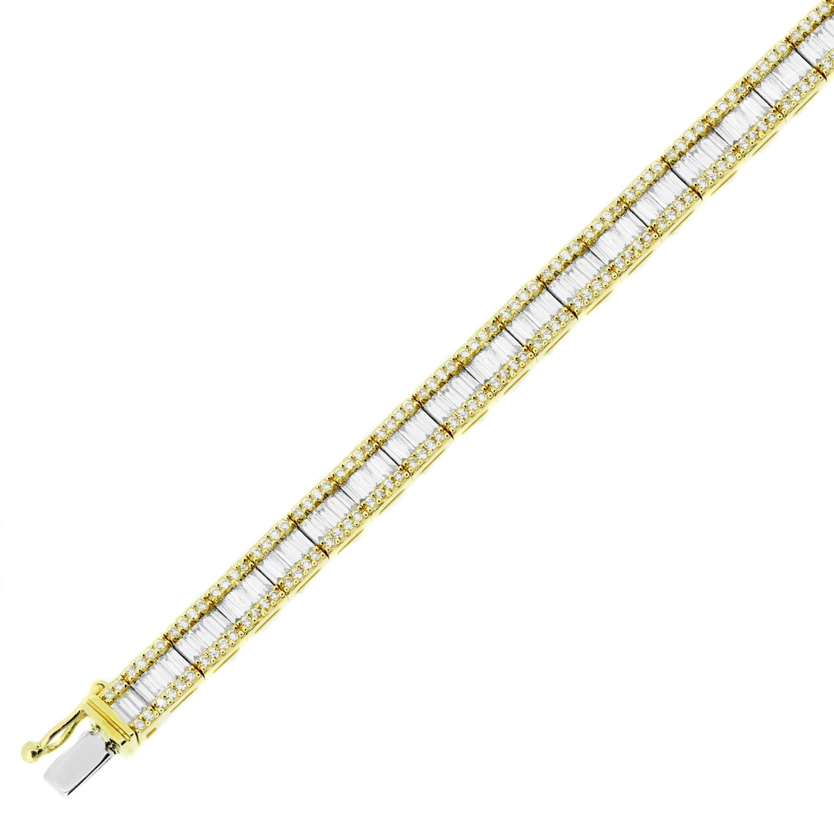 18ct yellow gold 2.76ct baguette & round diamond bracelet