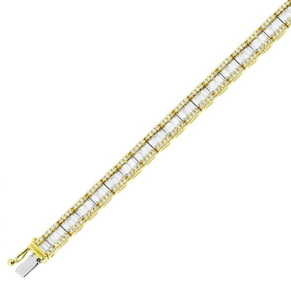 18ct yellow gold 2.76ct baguette & round diamond bracelet