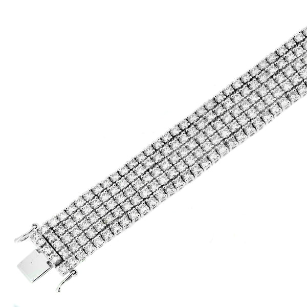 18ct white gold 12.29ct round brilliant diamond 5 row bracelet