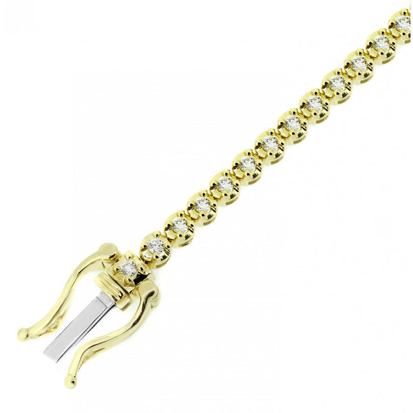 18ct yellow gold 1.00ct round brilliant diamond tennis bracelet