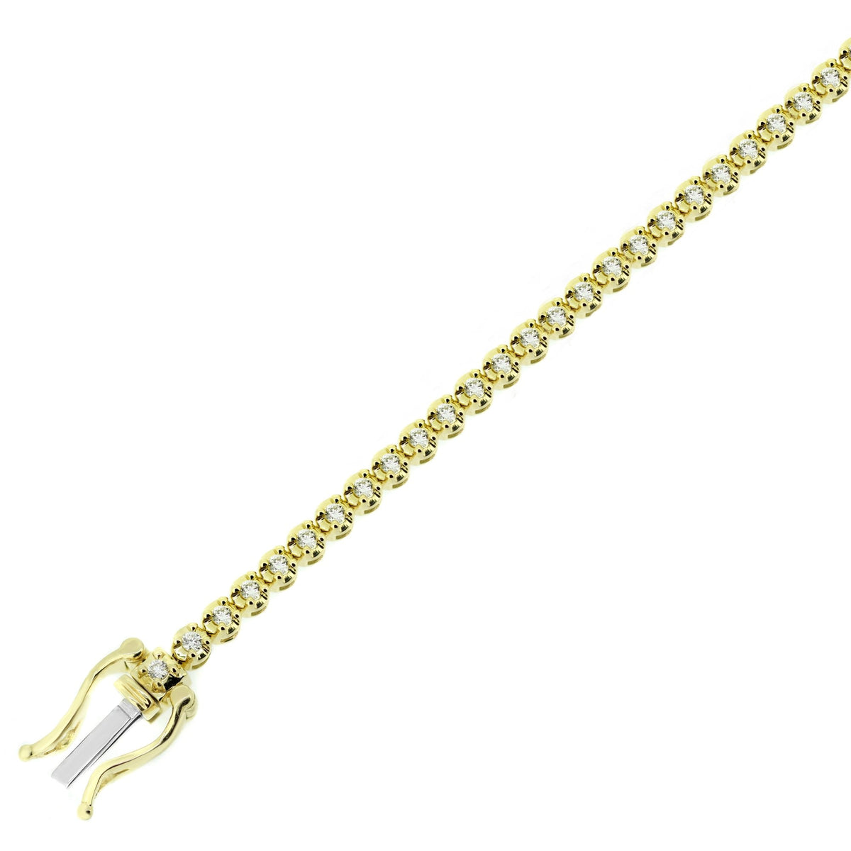 18ct yellow gold 1.00ct round brilliant diamond tennis bracelet