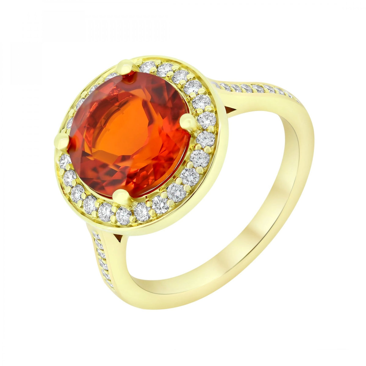 18ct yellow gold 2.62ct fire opal & 0.42ct diamond ring