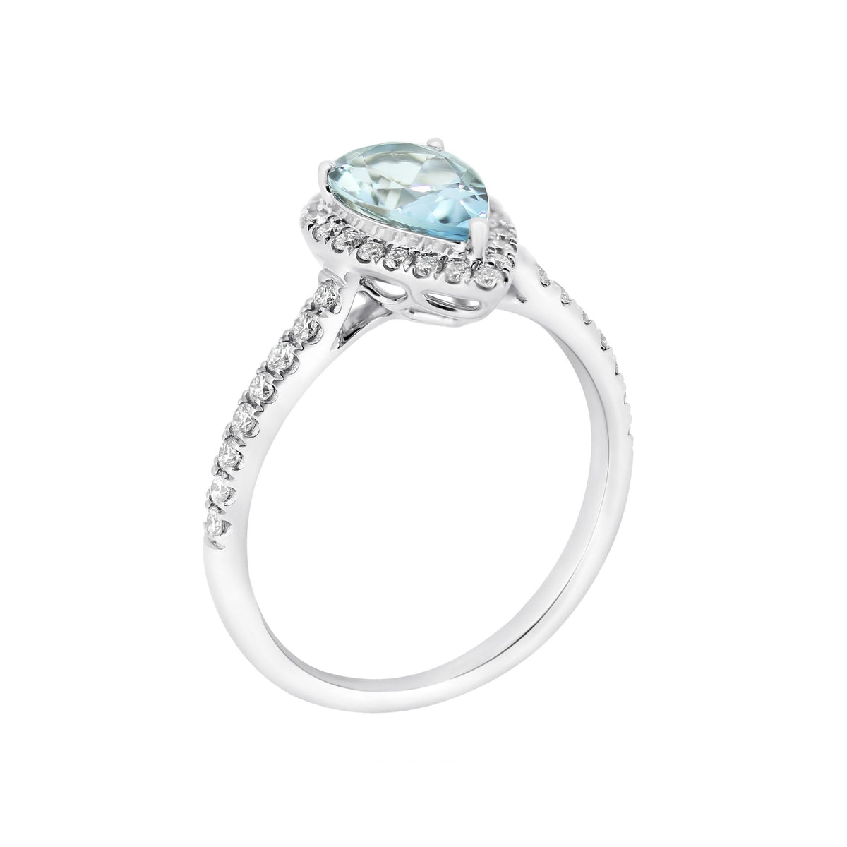 18ct white gold 1.00ct aquamarine & 0.30ct diamond cluster ring
