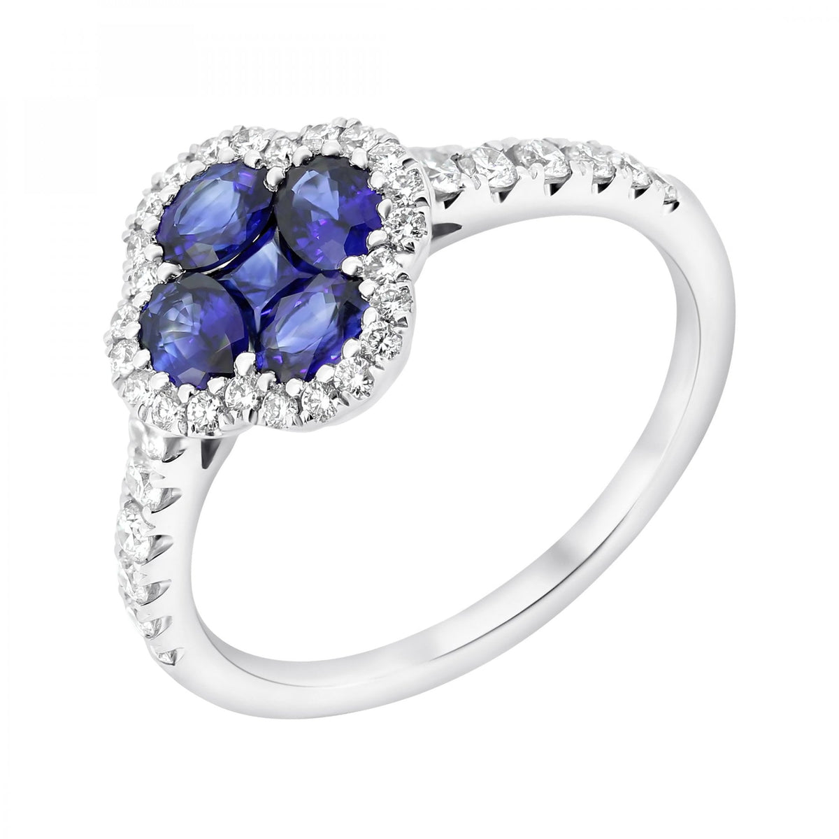 18ct white gold 0.87ct sapphire & 0.38ct diamond ring