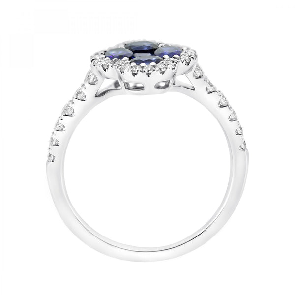18ct white gold 0.87ct sapphire & 0.38ct diamond ring