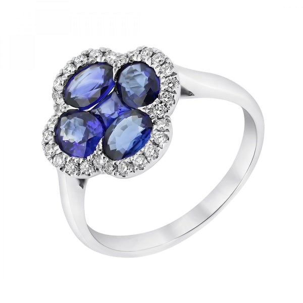 18ct white gold 1.76ct sapphire & 0.14ct diamond ring